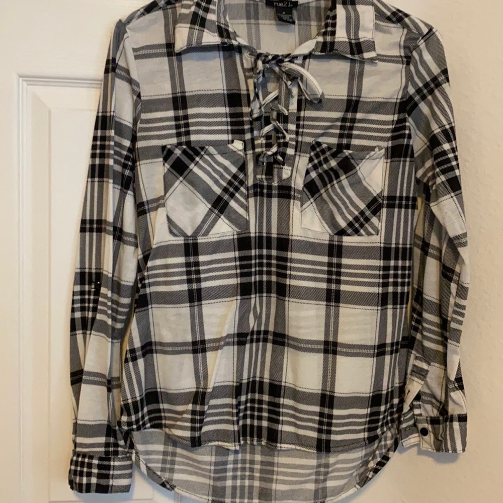 Lace up flannel shirt